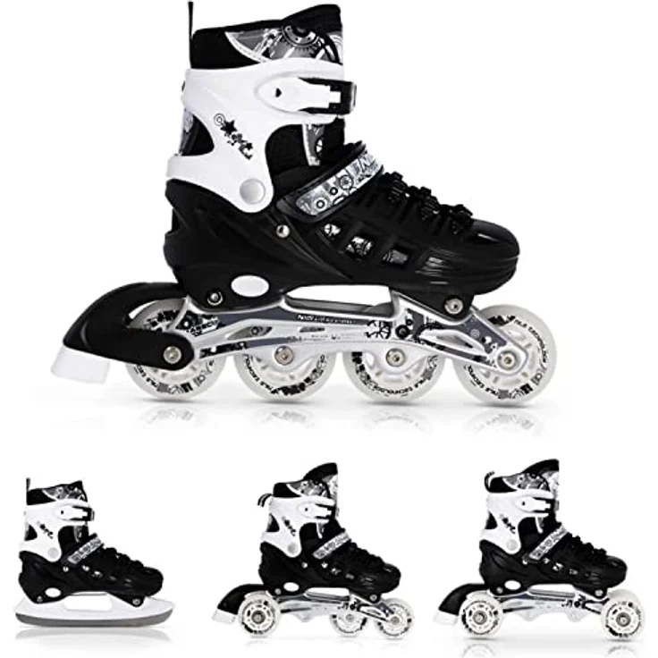 Nils Extreme 4in1 Inline Skates, verstellbare Schlittschuhe und Inliner für Kinder und Erwachsene, ACEB7-Lager, Blau, Größe 39-42, NH10911 – Bild 1