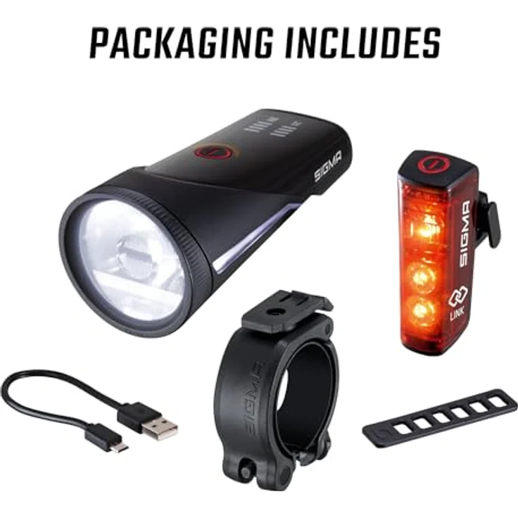 Sigma AURA 100 & BLAZE LINK, Fahrradlichtset mit 100 Lux und Bluetooth-Verbindung, Schraub-Halterung – Bild 2