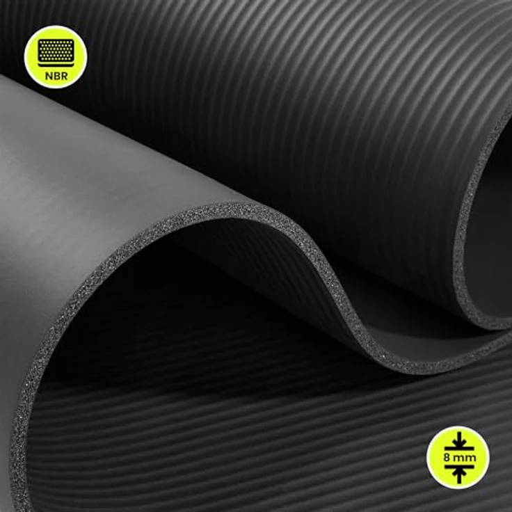 HyperMotion Yogamatte HYP58 YOGA MAT 0.8B, NBR-Schaumstoff, 183x61x0,8 cm, Schwarz, mit Tragegurt – Bild 12