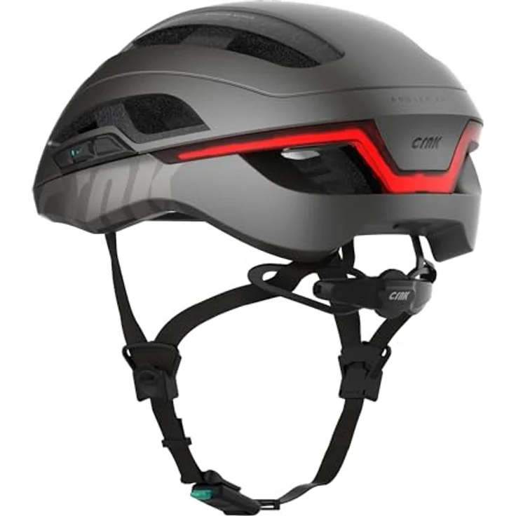 CRNK Angler Alpha, smarter Fahrradhelm Metallic Schwarz, Bluetooth, M 55-58 cm mit Rücklicht und Blinklicht – Bild 2