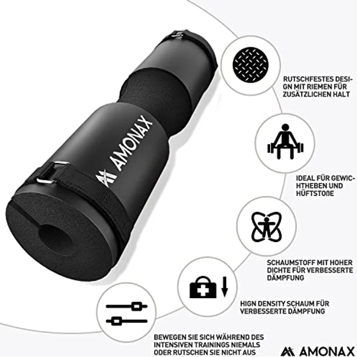 Amonax langhantel polster, extra dicke nackenpolster langhantel- Barbell Pad nackenschutz für hip thrust und squat, und andere Übungen, Fitness, Krafttraining für Männer und Frauen (Schwarz) – Bild 5