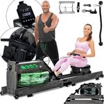 Miweba Sports Rudergerät für Zuhause MR700 Pro | Rudergerät Wasser - Rudergeräte klappbar - Kinomap App - Bluetooth - LED Wassertank - Rudermaschine - Holz Wasserrudergerät (Esche grau Pro)