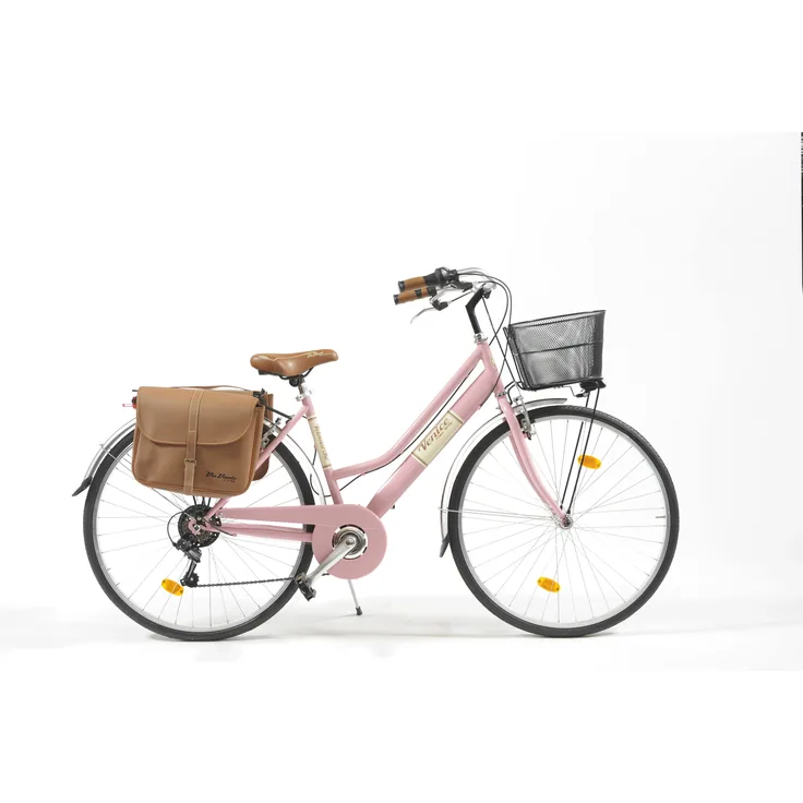 Via Veneto Cityfahrrad 28 Zoll 605 Lady rosa, LED Beleuchtung, moderner Kettenschaltung, Alu V-Bremsen