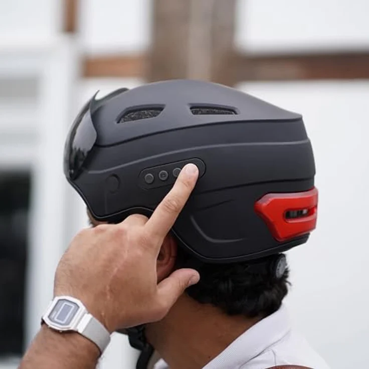 Prophete Smart Fahrradhelm mit Full-HD Kamera, Bluetooth 4.0, LED-Blinker, 54-58 cm, Schwarz – Bild 10