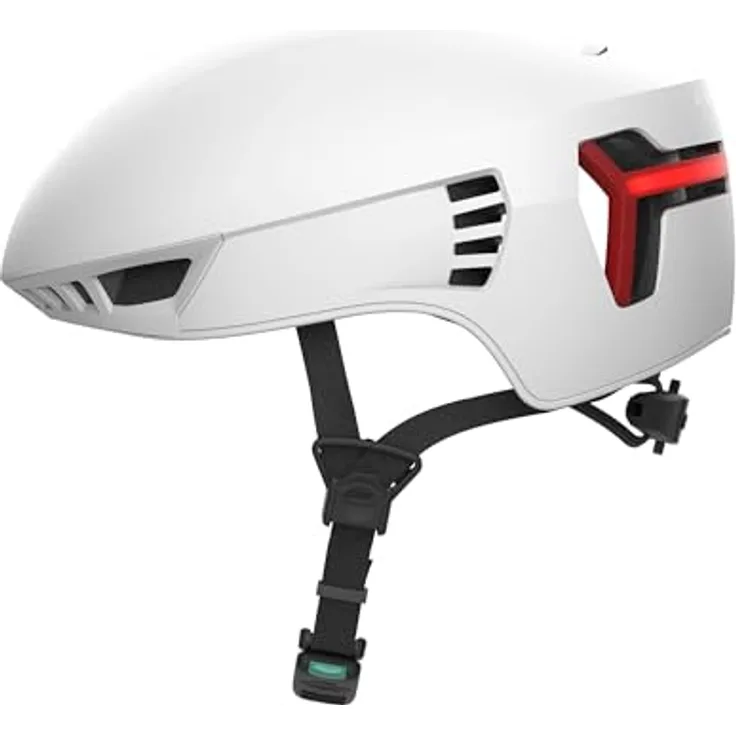 CRNK Genetic Alpha Fahrradhelm, Ultraleichter Rennradhelm mit LED-Beleuchtung, Aerodynamisch, Magnetverschluss, Perfekte Passform, EPS+PC-Schutz – Weiß – L
