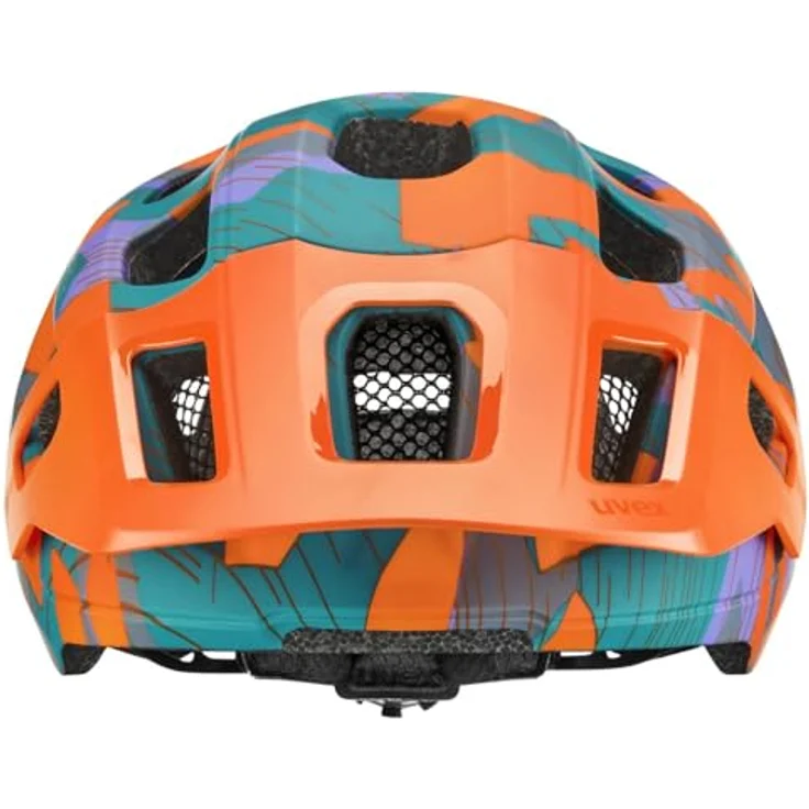 Uvex Sports react jr. Velohelm, 52-56 cm, papaya camo matt, mit Fliegengitter und Sonnenblende – Bild 2