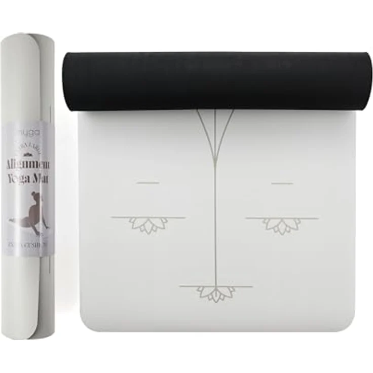 Myga XL Ausrichtungs-Yogamatte, 6 mm dick mit eingezeichneten Körperausrichtungslinien, rutschfester Polsterung, 195 x 68 cm – Bild 1