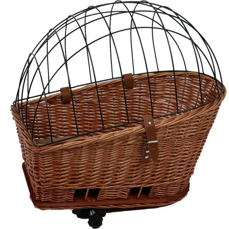 DUVO+ Tierfahrradkorb Weidenfahrradkorb Provence für Hunde, mit Kissen, 35 x 55 x 49 cm, belastbar bis 13 kg