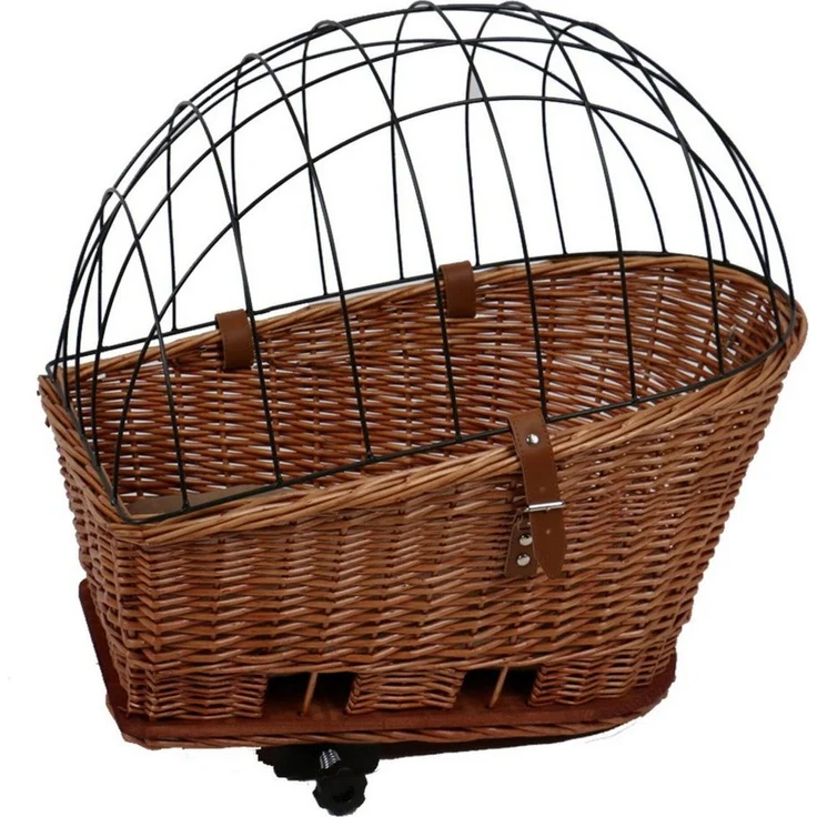 DUVO+ Tierfahrradkorb Weidenfahrradkorb Provence für Hunde, mit Kissen, 35 x 55 x 49 cm, belastbar bis 13 kg