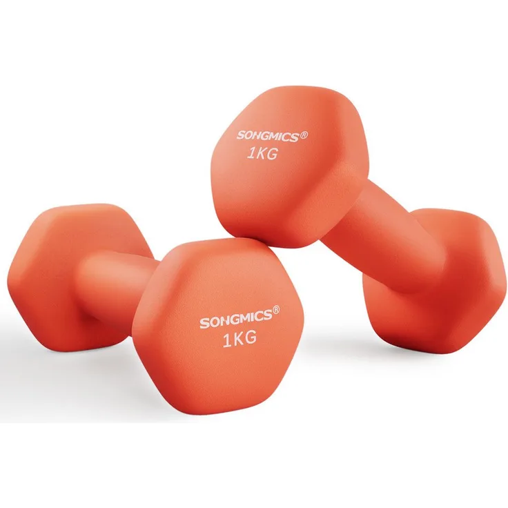 SONGMICS Kurzhantel Hanteln, 2er Set Neopren-Beschichtung, 4KG Schwarz, Krafttraining, Workout, Fitnesstraining