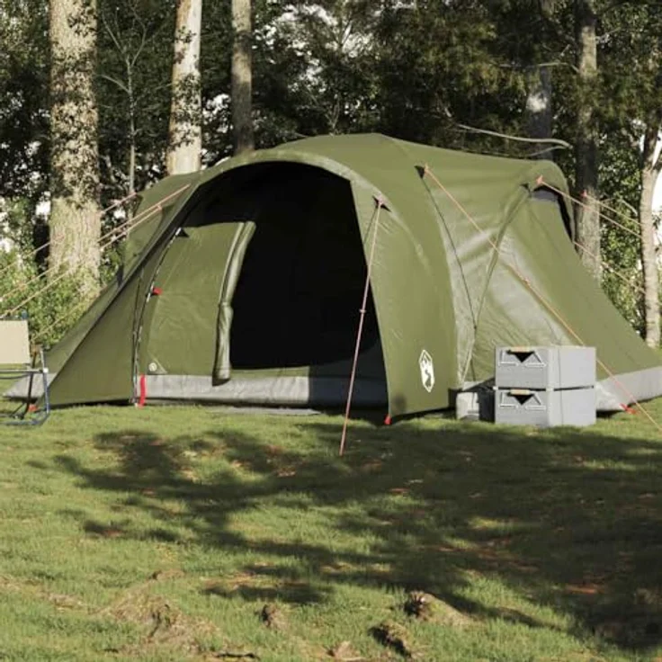 vidaXL Kuppelzelt, 6 Personen, wasserdicht, olivgrün, 7,7 kg, mit abnehmbarem Überzelt und E-Anschluss – Bild 2