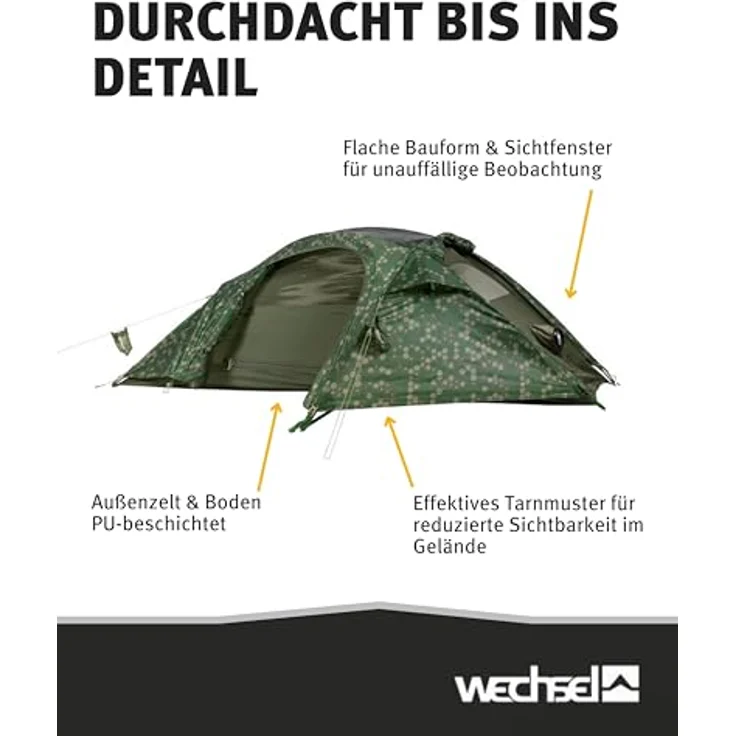 Wechsel Pathfinder Elements, 1-Personen Geodät Biwak Zelt, freistehend, 2,5 kg, Tarnmuster, 230 cm Liegelänge – Bild 4