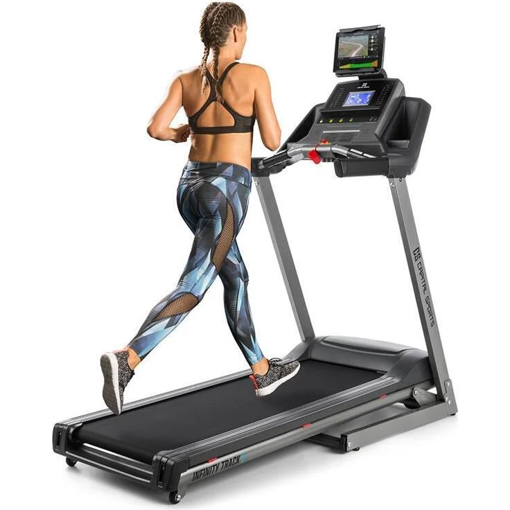 CAPITAL SPORTS Infinity Track 2.0, Laufband mit 5 PS, 36 Programmen, integrierten Lautsprechern & AUX-IN, klappbar, hellgrau