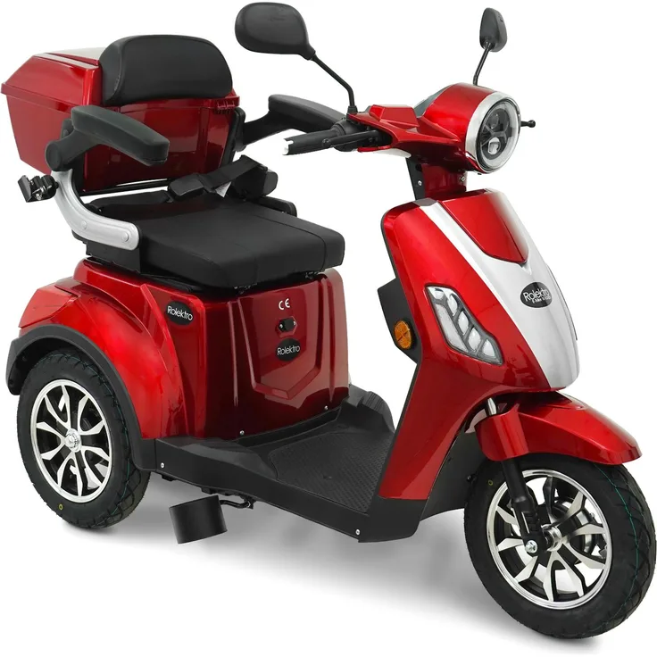 Rolektro E-Trike 15 V.2 R31, Rot, 1000 Watt Motor, 60V-20Ah Bleigel Akku, 45 km Reichweite, europäische Straßenzulassung