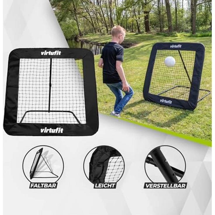 VirtuFit Fußball-Rebounder, verstellbar & klappbar, ideal für Kindertraining & Technikübungen (124 x 124 cm) – Bild 3