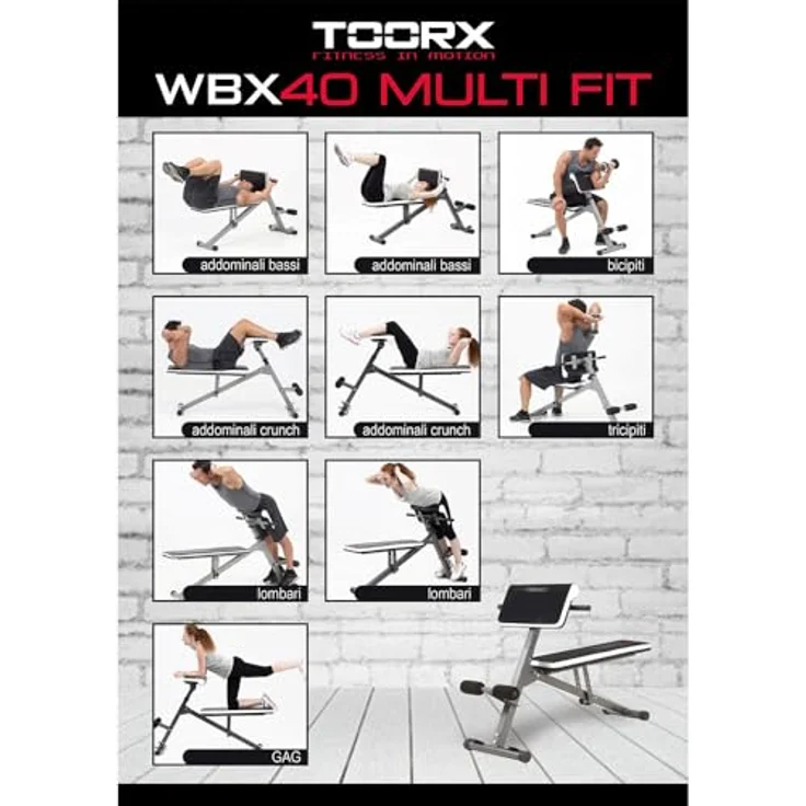 Toorx Fitness Multi Fit WBX-40 - Ab & Back Trainer, kompakte Multibank für gezieltes Arm-, Bein-, Rücken- und Bauchtraining – Bild 5