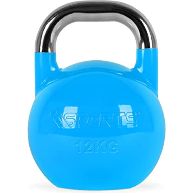 MSPORTS Kettlebell Competition 12 kg | Professional Studio Qualität | inkl. Übungsposter | Wettkampf Kugelhantel – Bild 1