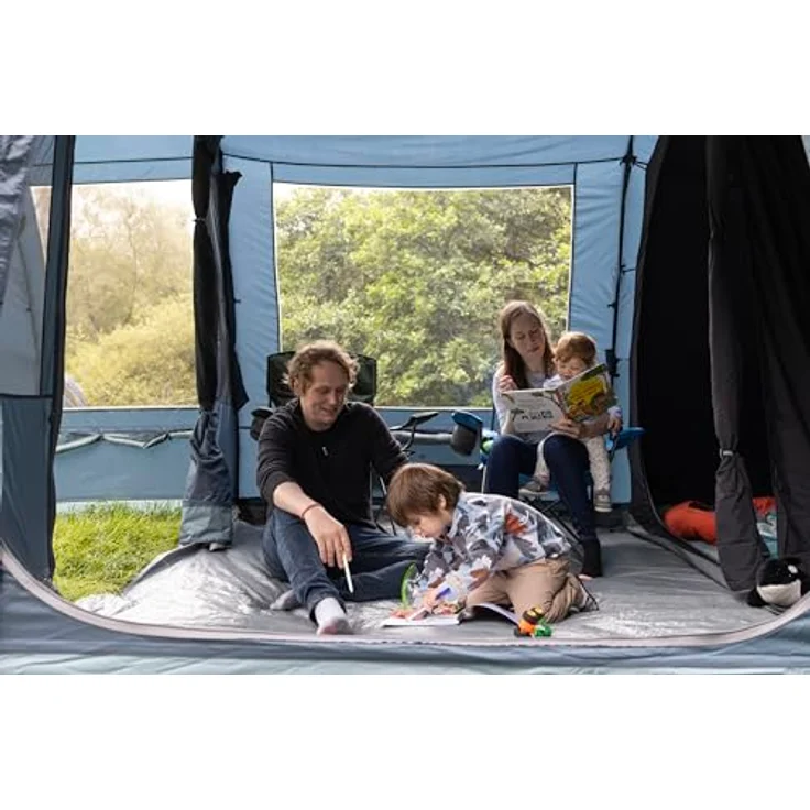 Vango Savannah 400, 4-Personen Zelt mit integriertem Vorzelt, 4000 mm Wassersäule, King Size Midnight Bedrooms, inkl. Zeltbodenschutz – Bild 9