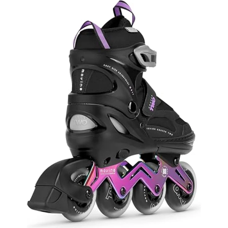 Movino Cruzer Two, Verstellbare Fitness Inline-Skates für Damen mit 4-stufiger Größenverstellung, Neochrome Aluminium-Schiene und 80-mm-Rollen – Bild 6