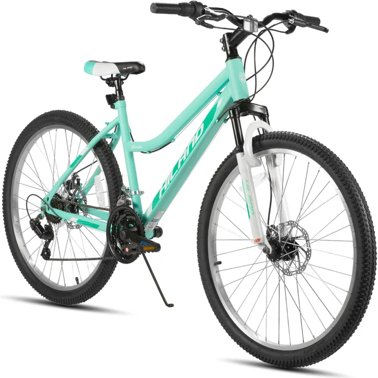 Hiland 26 Zoll Damen Mountainbike, 18 Gänge MTB mit gefederter Vorderradgabel und mechanischen Scheibenbremsen