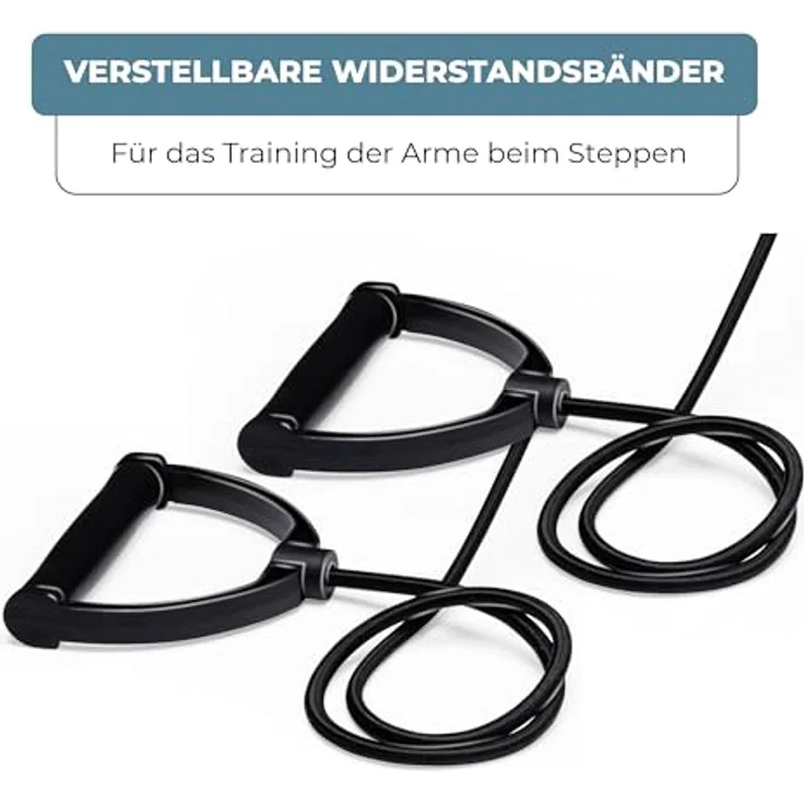 Umbro Stepper - Arm und Beintrainer - Mini Stepper - Fitnessgeräte für Zuhause - Inkl. Computer und Widerstandsbänder - Max. 100 KG - Pedale 10 x 32 cm - Schwarz/Weiß – Bild 3