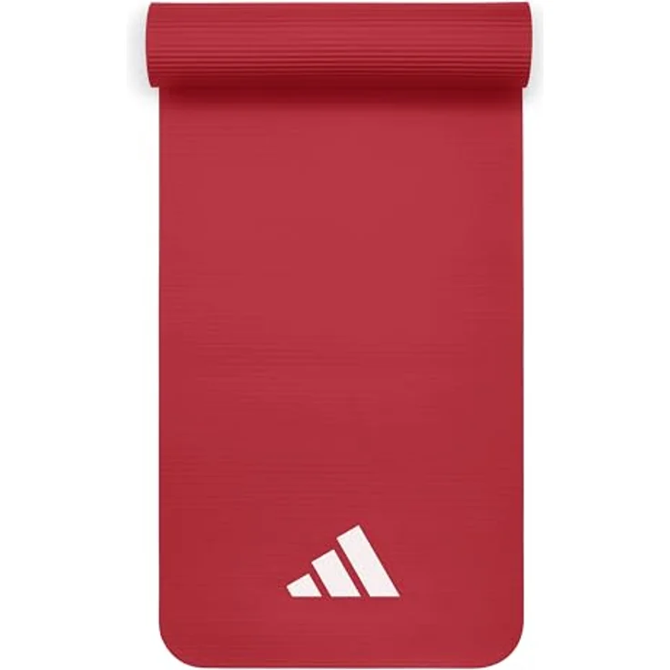 adidas Performance Fitnessmatte, 10mm, rot, rutschfest mit geriffelter Unterseite für optimale Stabilität – Bild 1