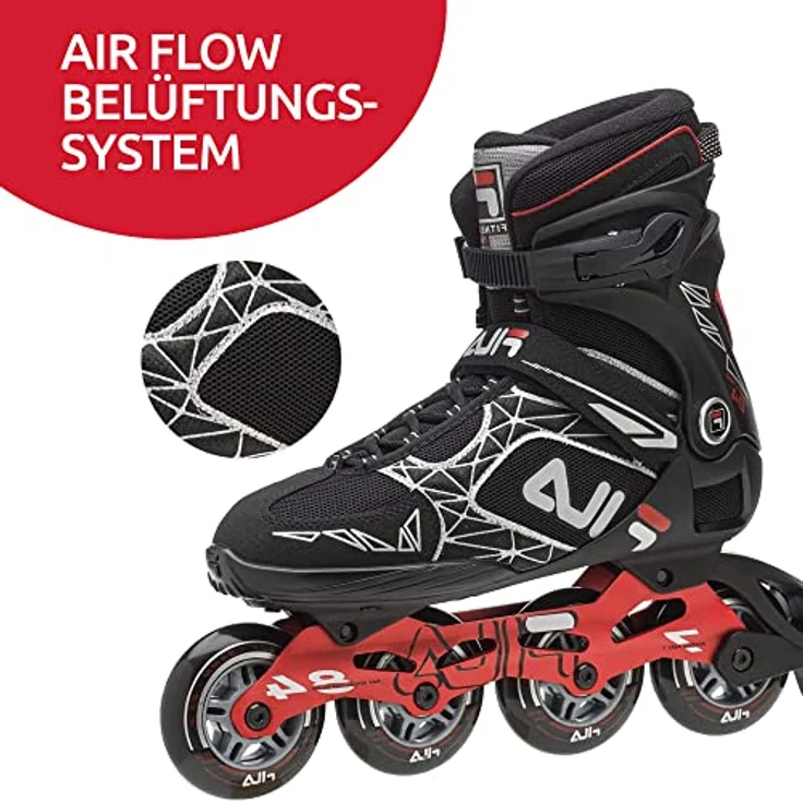 FILA Inline Skate Legacy Pro 84, Herren Inlineskates mit 100 mm Rollen, 84 A Härte, ABEC 7 Kugellager, stabiler Alu-Schiene, Schwarz/Rot – Bild 3