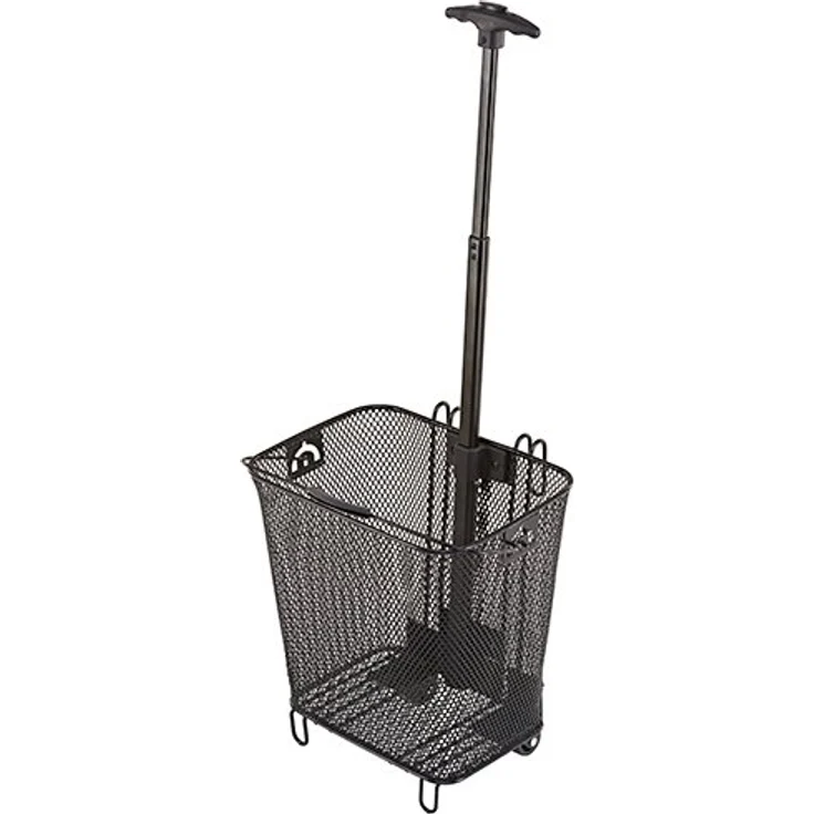 Prophete Fahrradkorb mit Rollen und ausfahrbarem Griff für Gepäckträgermontage, schwarz – Bild 7