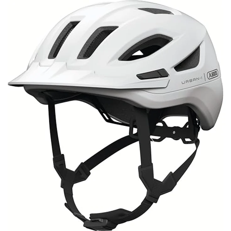 ABUS Stadthelm Urban-I 4.0 ACE, Fahrradhelm mit aufladbarem Rücklicht, 4 Leuchtmodi, Schirm, Zopf-Öffnung, magnetischem Verschluss, Größe S, weiß – Bild 4