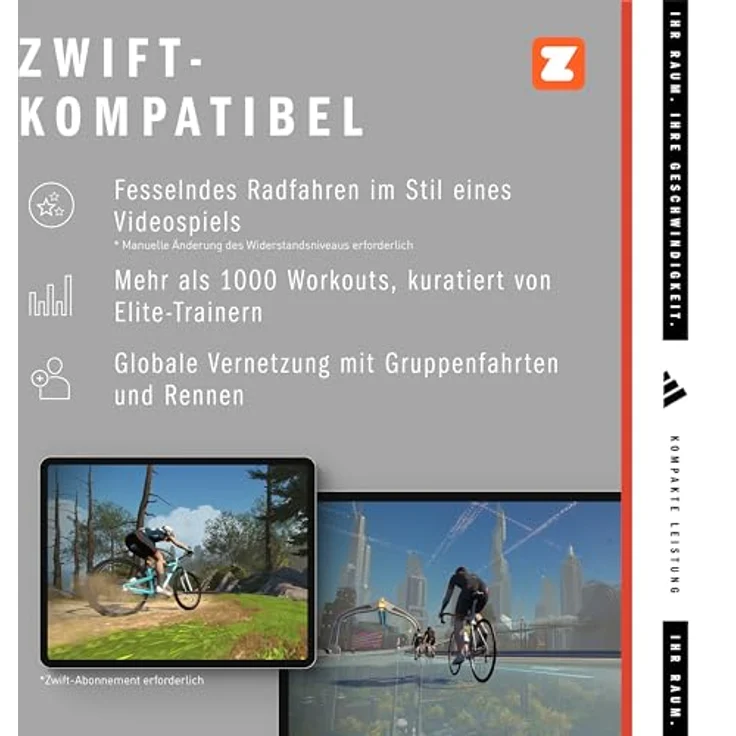 adidas Performance Ergometer C-24c, mit Tablet-Halterung, LED-Display, Bluetooth und App-Funktion, schwarz - Preisvergleich – Bild 3