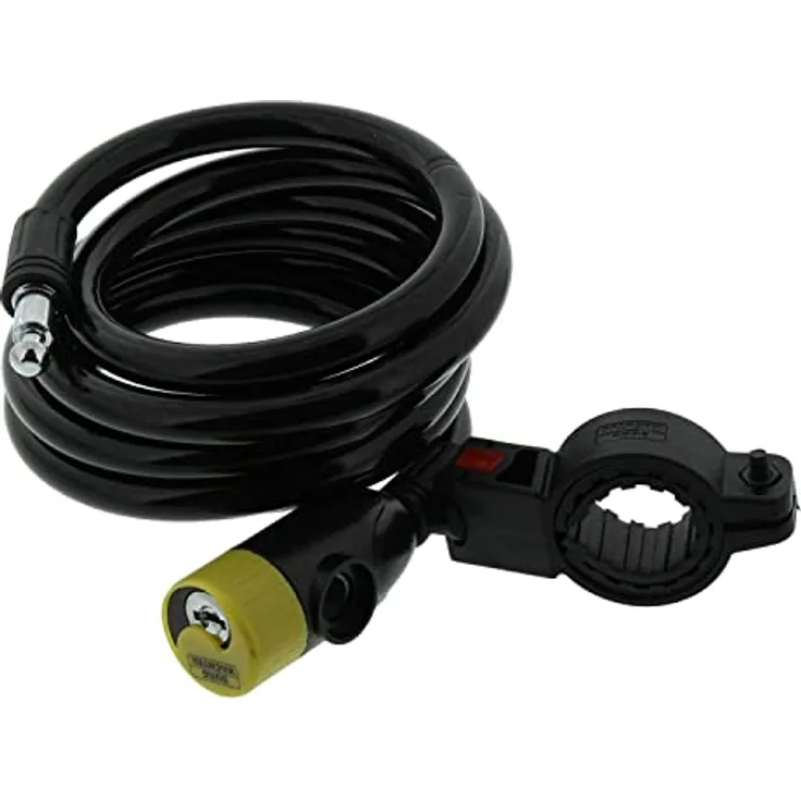 BURG-WÄCHTER Spiralseilschloss 340 180 L, Schlüssel-Fahrradschloss mit Halterung, Diebstahlsicherung, 180 cm lang, Ø12 mm, farbig sortiert