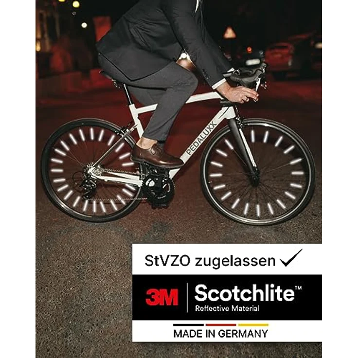 PEDALUXX Speichenreflektoren mit ORIGINAL 3M™-Reflexmaterial, super hell, StVZO zugelassen, einfache Montage, 72 Stück – Bild 5