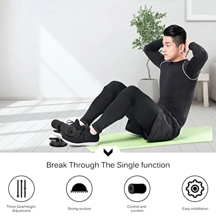 Sit-Up Bar Bauchtrainer, Sport Ab Bauchmuskeltrainer Selbstsaugende Sitzstange Höhen Verstellbarer, Sit-Up Stange Hilfen Assistent mit Saugnäpfen für Hause Büro – Bild 2