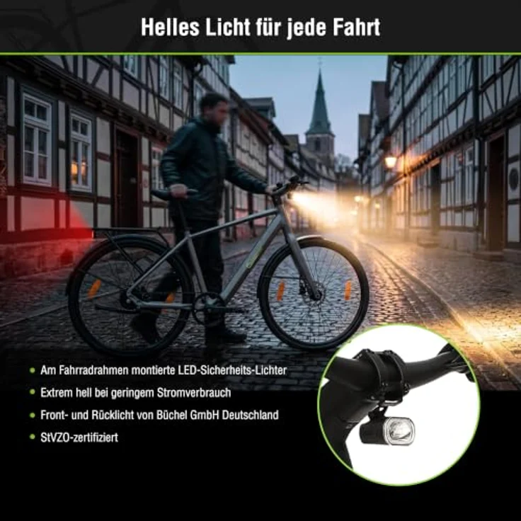 SachsenRAD City E-Bike C3M Roma II, 28" Ultraleichtes Elektrofahrrad mit Riemenantrieb, 6km/h Schiebehilfe, KI-Unterstützung, Grau, für Damen/Herren – Bild 8