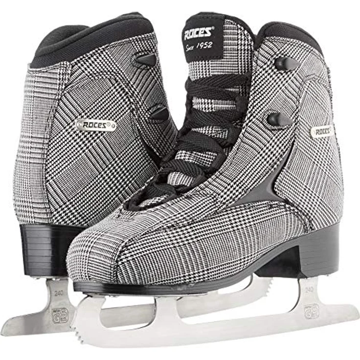 Roces Damen Brits Schlittschuh, Check Black White Silver, 38 - Modischer Freizeit-Schlittschuh mit warmem Innenfutter und klassischer Schnürung – Bild 3