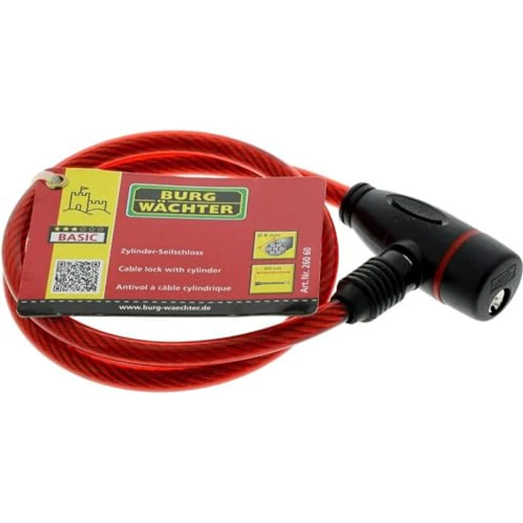 BURG-WÄCHTER Fahrradschloss 260, Spiralschloss mit Diebstahlsicherung, 60 cm lang, Ø 8 mm, farbig sortiert (zufällige Farbwahl) – Bild 3