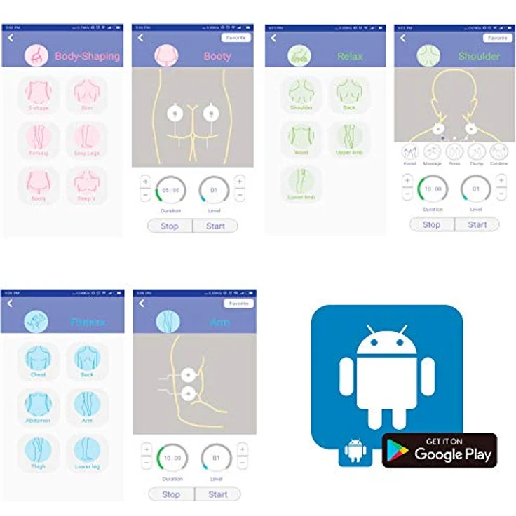@tec EMS Pad, Smartphone-Reizstromgerät mit 3 Programmen und 25 Intensitätsstufen, Körperformung und Massage, geeignet ab Android 4.4 – Bild 4