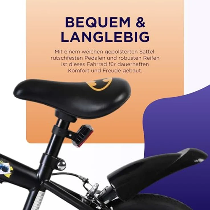 Batman Volare 14-Zoll-Kinderfahrrad, robust mit abnehmbaren Stützrädern und verstellbarem Sattel – Bild 5