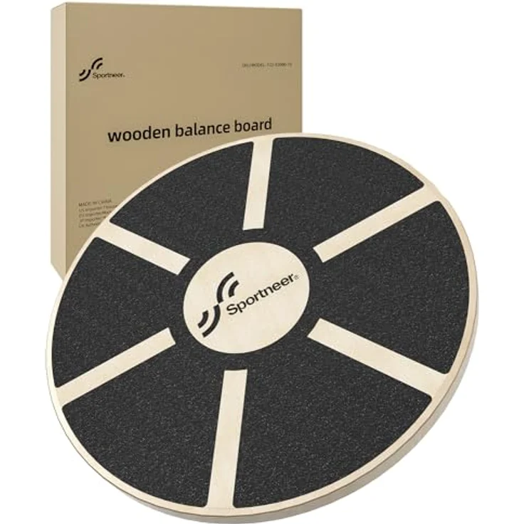 Sportneer Balance Board, Tablett von Gleichgewicht/Wackelbrett/Balance Trainer/Sitzkissen Gleichgewicht Professionel aus Holz für die Übung, Gym, Sport Performance Enhancement (Schwarz) – Bild 1