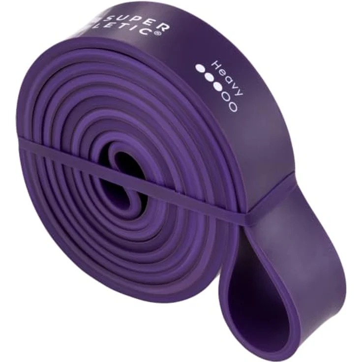 SUPERLETIC Powerband Widerstands-Fitness-Bänder, 5 Stärken für Workout, Yoga, Pilates und Crossfit, Klimmzughilfe, violett, mit kostenloser Trainingsanleitung – Bild 1
