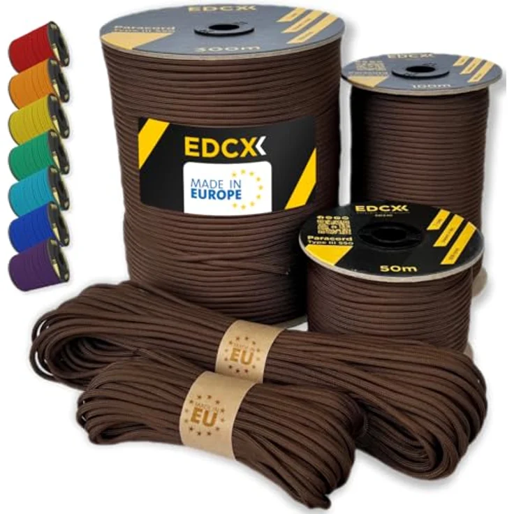 EdcX Paracord 550 Typ III 4 mm, Chocolate, 15 m – 100% Nylonseil, stark und langlebig, ideal für Outdoor, Camping und DIY-Projekte – Bild 1