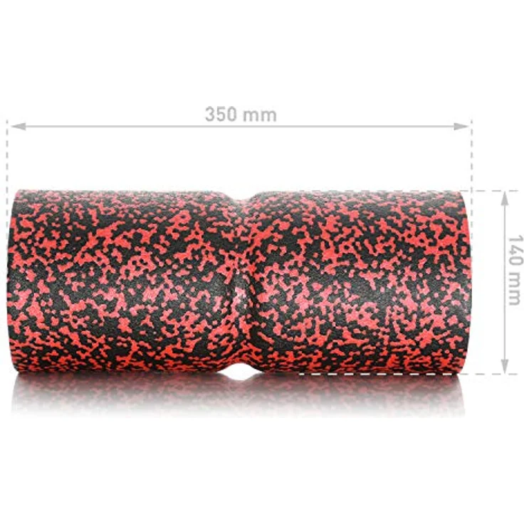 BODYMATE Faszienrolle CARE Mittel-Hart mit umlaufender Rille zur Wirbelsäulen-Entlastung, E-Book inklusive - Schwarz/Pepper-Red, 35x14cm – Bild 5