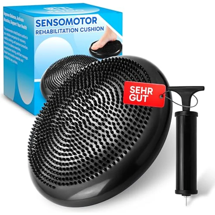 Retoo Ballsitzkissen 33cm mit Pumpe, Luftkissen für Rückenschmerzen, Stärkung der Muskulatur, Verbesserung der Körperhaltung, Schwarz – Bild 1