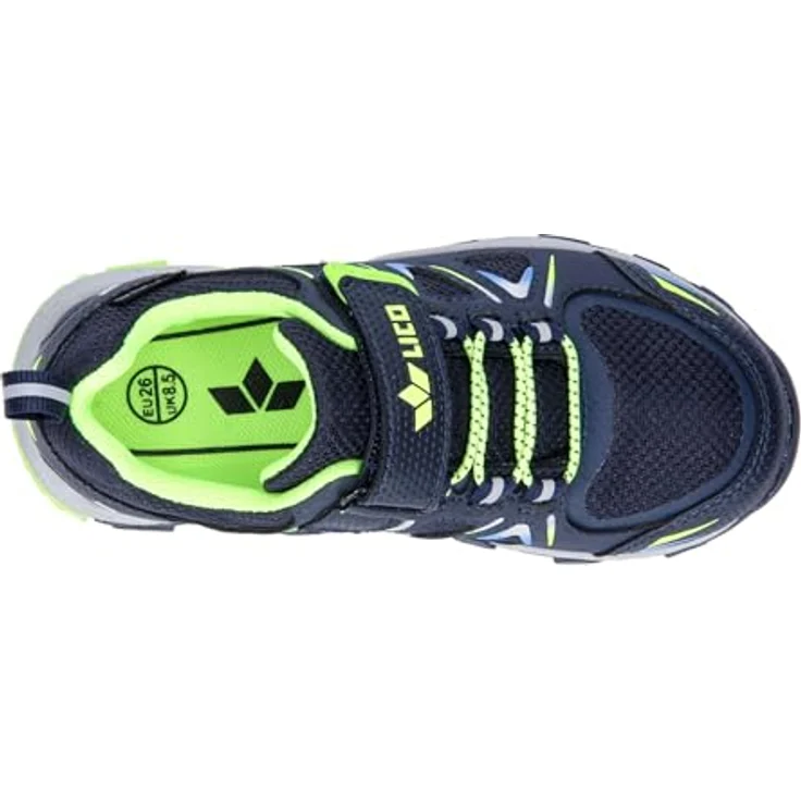 Lico Allen VS Trekkingschuh mit TEX-Membran, marine/blau/lemon, elastische Schnürsenkel und Klettverschluss, auswechselbare Textileinlegesohle bis Größe 35 – Bild 5