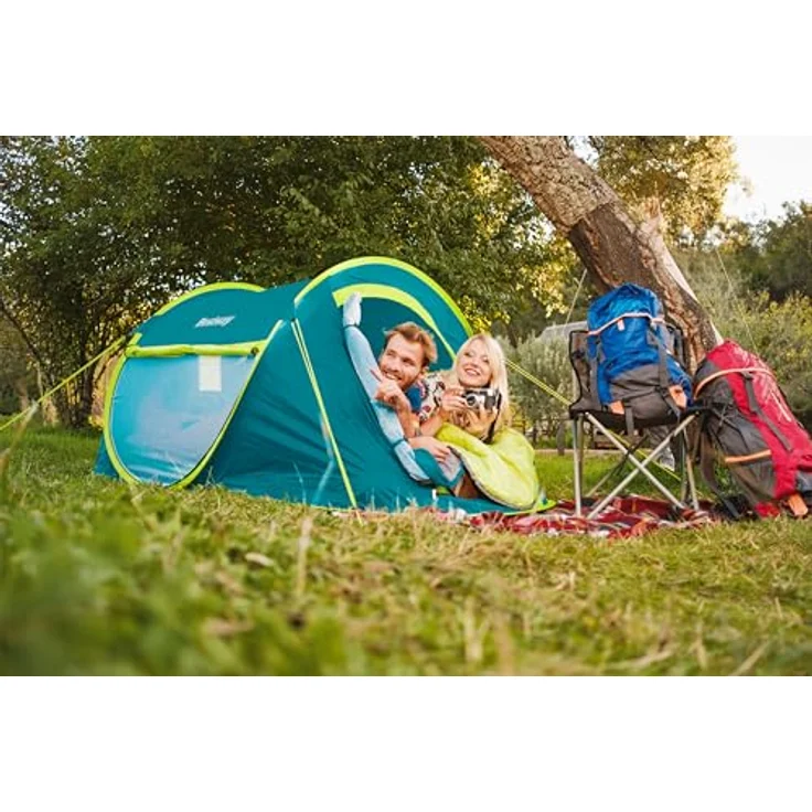 Bestway 2-Personen-Wurfzelt Coolmount 2 235 x 145 x 100 cm, Wasserfest, Einlagig für optimale Belüftung, Moskitonetz, feuerhemmend, Tragetasche und Heringe – Bild 2