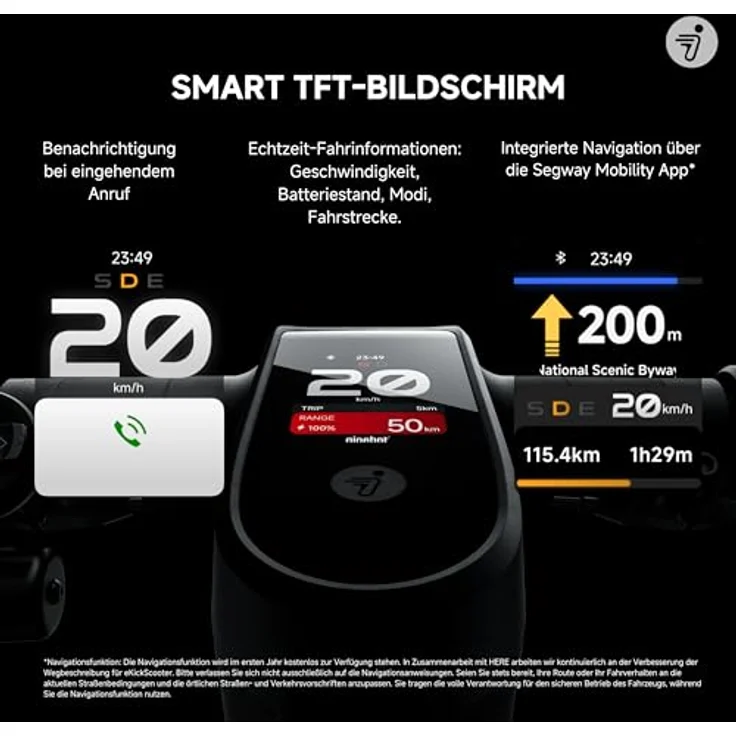 ninebot by Segway E-Scooter MAX G3 D, 700 W, 20 km/h, 11-Zoll Reifen, IPX6, Eco Modus Reichweite 80 km – Bild 5