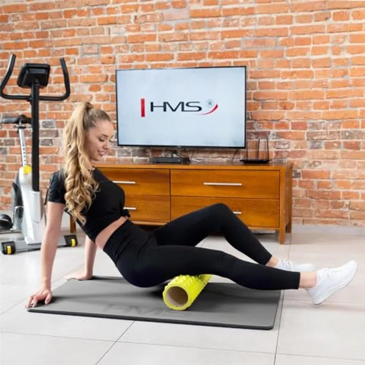 HMS Premium Fitnessmatte 120x60x1,5cm Yogamatte Pilatesmatte, grau, hochwertiges Material mit praktischen Ösen – Bild 5
