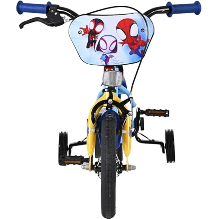 Volare Spidey Kinderfahrrad, 12 Zoll, Blau, abnehmbare Seitenräder, höhenverstellbarer Sattel und Lenker, Rücktritt- und Handbremse, geschlossener Kettenkasten – Bild 7