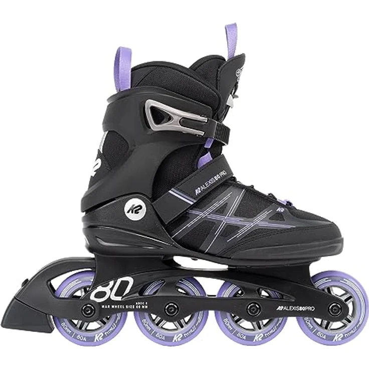 K2 Inline Skates ALEXIS 80 PRO, Damen, Größe 37 Schwarz/Lavendel, mit Tec Composite Rahmen, Stability Plus Cuff und ABEC-5 Kugellager – Bild 4