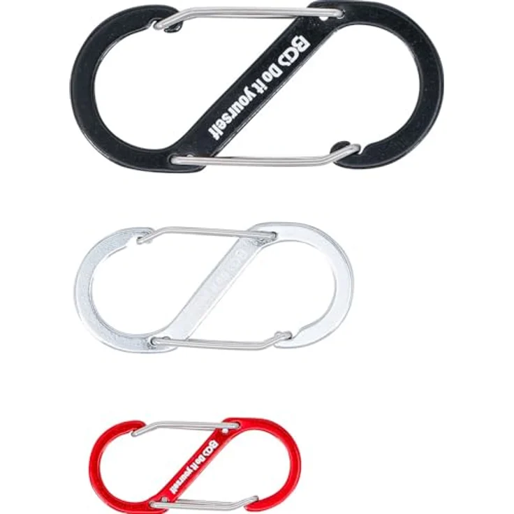 BGS TECHNIC Karabinerhaken-Sortiment mit Doppelöffnung, Aluminium 3-tlg., S-förmiges Design, rostfreie Edelstahlverschlüsse, für Innen- und Außenanwendungen – Bild 3